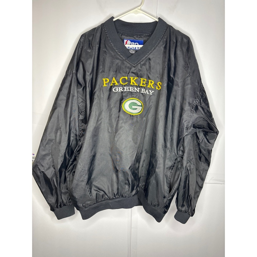 Pro‎ Player black Packers Green Bay Pullover Windbreaker oversized Mens GD L